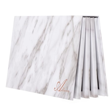 Allwon 4 - layer Book Marble Magnetic Palette large empty Vanity Palette Storage Box for Eye Shadow Lip blush Red Powder (White)