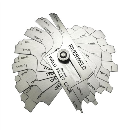 RIVERWELD Jauge de Soudure d'Angle MG-11 RL - Jeu 7 Pièces avec Marquages Métriques - Mesure Précise Jambe du Cordon