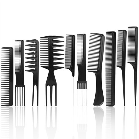 Peignes Kit de Coiffure - Meersee Set 10 Peigne Fibre Carbone Professionnel pour Salon Coiffure Barbe Cheveux