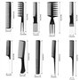 Peignes Kit de Coiffure - Meersee Set 10 Peigne Fibre Carbone Professionnel pour Salon Coiffure Barbe Cheveux