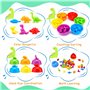 MOOING Jeux Montessori 2 3 4 5 Ans, 48 pièces Dinosaure Jouet avec Tasses et Pinces, Dinosaure Jouet pour Comptage et Tri Appren