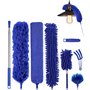 Bixury 8 Pièces Plumeau Telescopique Microfibre Plumeau Poussiere Lavable Microfibre Longueur Totale Jusqu'à 280 cm pour Plafond
