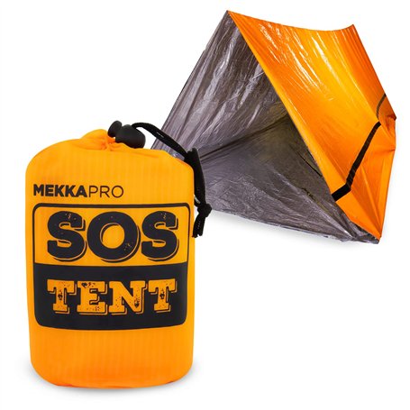 MEKKAPRO - Tente de Survie en Mylar Thermique pour 2 Personnes (240x150x150 cm) - Abri d'urgence Réutilisable pour Camping Couch