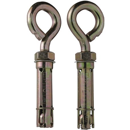 YoiYee Lot de 2 boulons à œil d'ancrage M10 x 70 mm avec écrou hexagonal