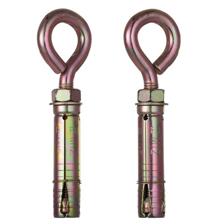 YoiYee Lot de 2 boulons d'ancrage à œillet M12 x 90 mm avec écrou hexagonal