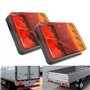 PolarLander 2PCS Imperméable 8 LED Feux arrière Rouge Jaune arrière arrière DC 12V pour Camion de remorque Bateau de Voiture Sty