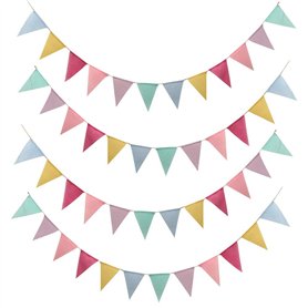 SERWOO 48 Drapeaux de Triangle en Toile de Jute Multicolore