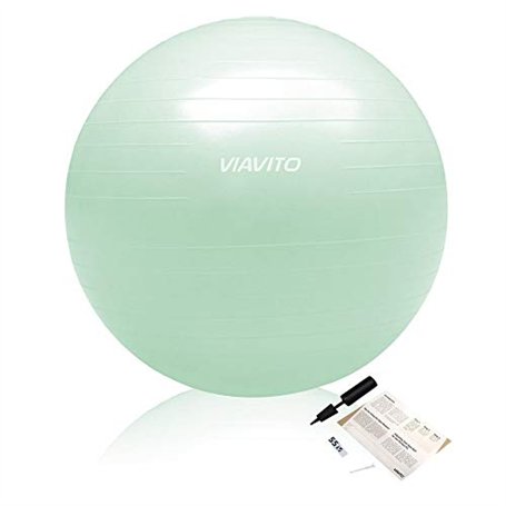 VIAVITO Ballon Suisse Anti-éclatement avec Pompe - Vert Mousse de mer - 200 kg - 55 cm