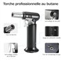 Carehabi Chalumeau de Cuisine, Flamme Réglable Chalumeau avec Verrouillage de Sécurité, Rechargeable Briquet Chalumeau Pour la C
