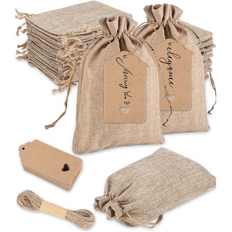 50pcs Pochettes Sachets en Lin Chanvre 10x15cm