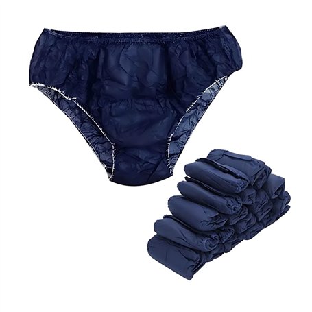 XARA - Slips jetables en TNT pour Hommes - Respirants et hypoallergéniques - Résistants - 100% recyclables - Bleu foncé - Paquet