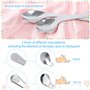 Couverts Enfant, 4Pcs Cuillères en Acier Inoxydable pour Enfants, Cuillère Bébé Courbé, Matériau de Qualité Alimentaire, Cuillèr