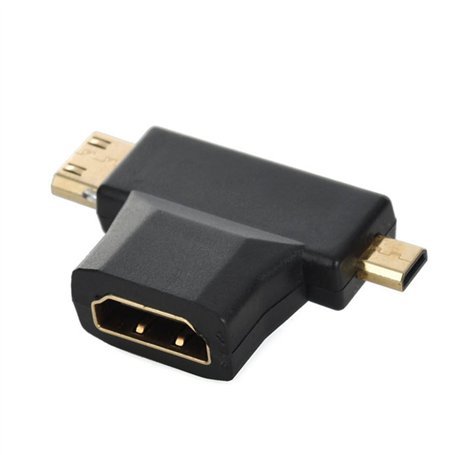 Adaptateur combiné CY Micro Mini HDMI vers HDMI 1.4 Femelle 2-en-1 4K à 60 Hz