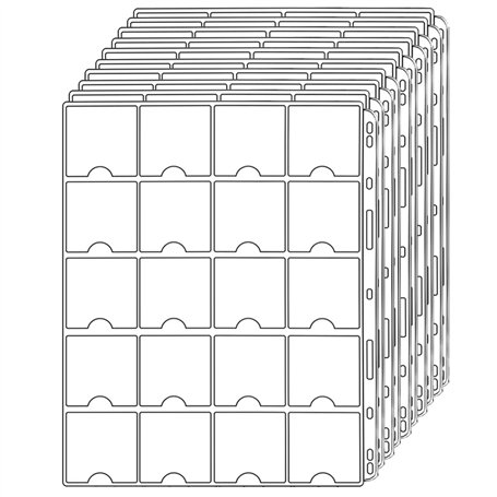 Pages de poche à monnaie pour 5 x 5 cm (2 "x 2") Coin Flips Supports de collecte de pièces standard à 9 trous 20 poches pour la