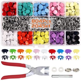 Boutons Pression, 0,37 Pouce Bouton Pression, 200 Kit Bouton Pression, 10 Coloris avec Outils Pince Boutons Pressions Pince Pour Boutons Pression