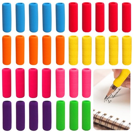 Heqishun Grips pour Crayon 40 Pcs Poignées de Stylo en Mousse Pinces à Crayons Antidérapantes Écriture Aide Crayon pour Protéger