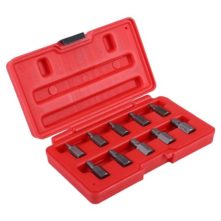 Lot de 10 extracteurs de vis à tête hexagonale multi-cannelures de 1/8" à 13/32" dans un étui en plastique pour retirer les boul