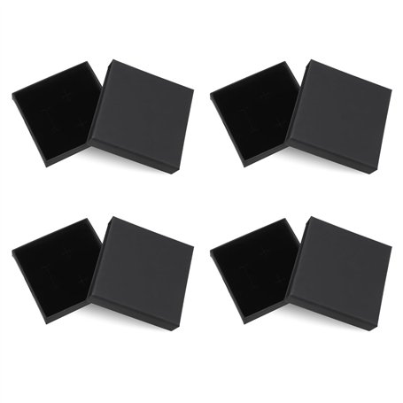 YUDAWN Lot de 4 boîtes à bijoux en carton kraft mat - Petites boîtes cadeaux - En papier noir - Avec mousse - Pour colliers
