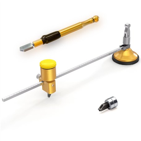 Coupe-Verre Circulaire Bloomoak avec réservoir d'huile et Ventouse Ensemble d'outils de Coupe en Verre Diamant réglable Diamètre