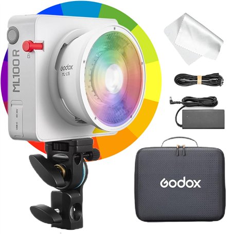 Godox ML100R Lampe LED Vidéo RGB Plein Spectre au Format de Poche avec Réflecteur Interchangeable 15°