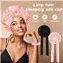 Guyode 2 Pièces Bonnet Satin Cheveux Nuit avec Bande Elastique pour Femmes Doux et Confortable, Ajustable Silk Bonnet en Satin p