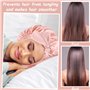 Guyode 2 Pièces Bonnet Satin Cheveux Nuit avec Bande Elastique pour Femmes Doux et Confortable, Ajustable Silk Bonnet en Satin p