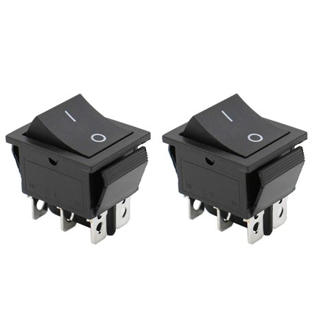 Heschen Lot de 2 interrupteurs à bascule DPDT momentanés 6 bornes 16 A 250 V AC Noir