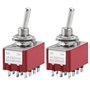 Heschen Lot de 2 interrupteurs miniatures à bascule MTS-402 ON-ON 4PDT 12 broches 2A 250V 5A 120V