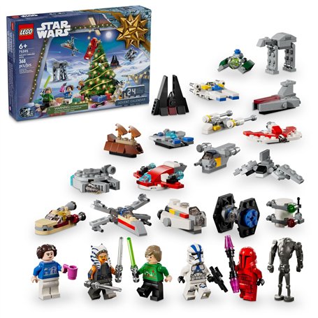 LEGO Calendrier de l'Avent 2024 Star Wars pour enfants Calendrier de l'Avent de Noël avec 18 mini constructions et 5 figurines