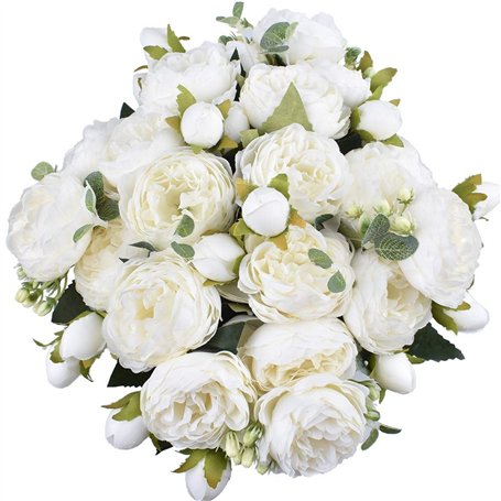 XONOR 4 Bouquets de Fleurs artificielles en Soie Pivoine Artificielle Fausse Fleur glorieuse pour la décoration de Maison Nuptia
