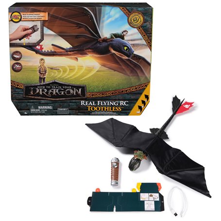 Dreamworks Dragons - How To Train Your Dragon - Figurine Volante Krokmou 76 Cm - Figurine Radiocommandée Avec Ailes Qui Battent