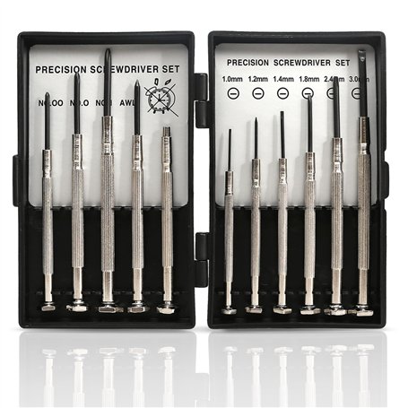 11 Pièces Jeu de Mini Tournevis de Précision Kit de Tournevise Précision Tournevis Horloger Plat/Cruciforme Set de Tournevis Pet