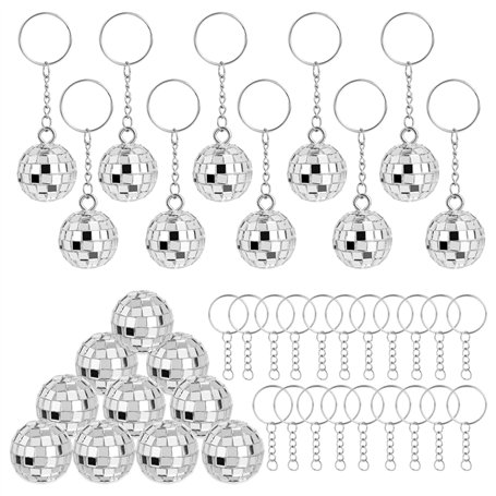 20 Pièces Mini Boule A Facette Anneau Porte Clé