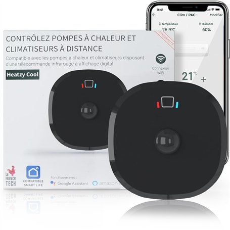 Heatzy Cool : Thermostat Connecté WiFi - Contrôleur Intelligent sans Fil pour Pompe à Chaleur et Climatiseur - Compatible Alexa