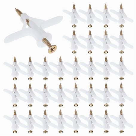 Mynoozi 200 Pièces Fixations pour Plaques de Plâtre (100 Chevilles + 100 Vis)