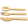 Lot de 150 couverts en bambou (3 x 50 pièces) | Cuillère, fourchette, couteau jetables en bois, respectueux de l'environnement,