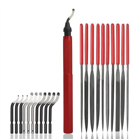VASTOOLS Kit d'outils d'ébavurage manuel avec 10 lames différentes et jeu de 10 limes