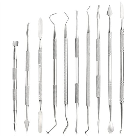 TOVOT 10 Pièces Outils de sculpture en cire en acier inoxydable Outils de sculpture double face Outils de modelage de l'argile