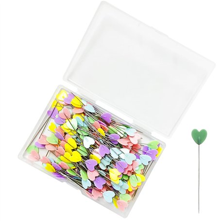 Lot de 200 épingles à coudre en forme de cœur - Longues épingles de positionnement - Épingles droites colorées - Pour couture DI