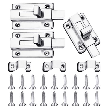 Lot de 3 verrous à deux voies en acier inoxydable - Verrous coulissants à double extrémité - Convient pour la fixation de fenêtr