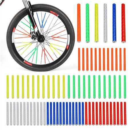NyxSeat Lot de 72 bandes réfléchissantes pour vélo - Rayons colorés - Bandes réfléchissantes - Rayons de vélo imperméables - Con