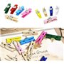 Tiardey 50 pcs Couleur en Bois Clips Punaises, Pinces en Bois avec Punaises pour Tableaux en Liège Carte Notes Photos Mur dans B