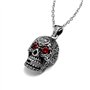 Feilok Collier avec pendentif creux en forme de crâne gothique avec pierres rouges aux yeux