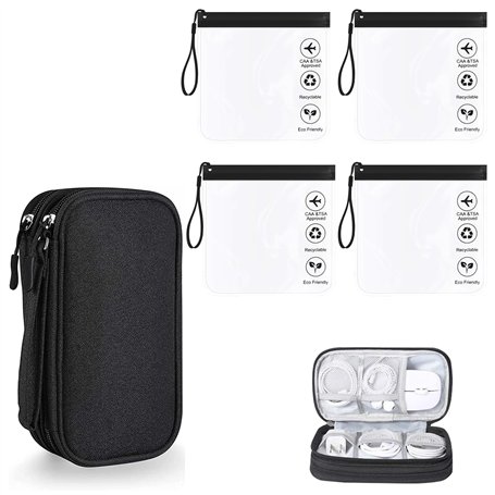 YanBous Lot de 4 Trousse de Toilette Sécurité Aéroport - Sacs à Liquides Anti-fuite 20x20cm