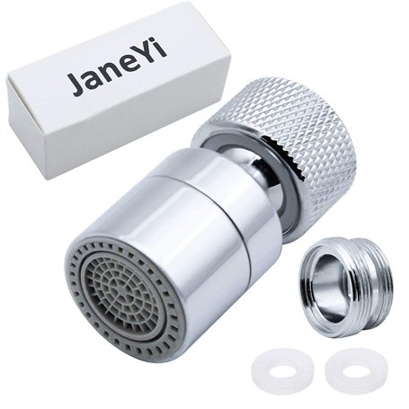 JaneYi 360° Pivotant Aérateur de Robinet Laiton 2 Modes Réglable Cuisine Robinet Filtre Barboteur avec Adaptateur de Buse - pour
