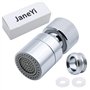 JaneYi 360° Pivotant Aérateur de Robinet Laiton 2 Modes Réglable Cuisine Robinet Filtre Barboteur avec Adaptateur de Buse - pour