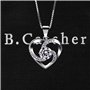 B.Catcher Femme Collier en Argent 925 Pendentif Coeur Gardien de l'amour Saint-Valentin Zirconium cubique Cadeau parfait élégant