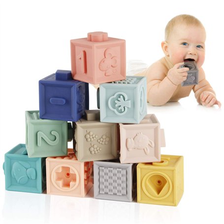 Mini Tudou Baby Blocks Blocs de Construction Souples Jouets pour bébé Anneaux de Dentition Jouet Éducatif Squeeze Jouer avec des