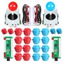 EG STARTS Manette USB pour jeu PC 2 joueurs 2 x 5 broches + 4 x boutons poussoirs 24 mm + 16 x boutons 30 mm pour jeux d'arcade
