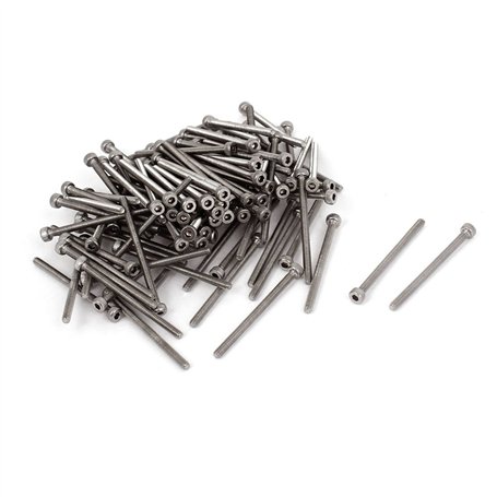 sourcing map 100 Pcs M2x30mm inoxidable acier boulons hexagonale Vis à tête creuse 32mm long